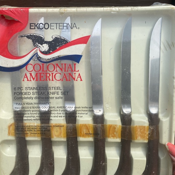 Ekco Eterna Colonial Americana Stainless Steel Forged Steak Knife Set-NEW - Picture 2 of 12